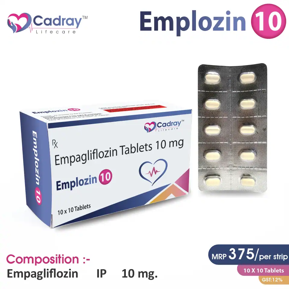 Empagliflozin 10mg Tablet at the best price in PCD Pharma Franchise for SGLT2 Inhibitor and Type 2 Diabetes Management.